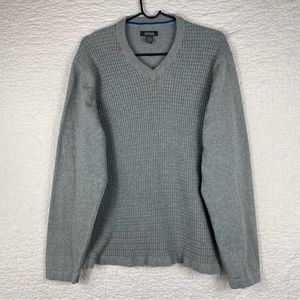 🔥Kenneth Cole Soft Knitted Gray Sweater V-neck Pullover Long Sleeve Men’s XXL